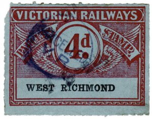 (I.B) Australia - Victoria Railways : Parcel Stamp 4d (West Richmond)