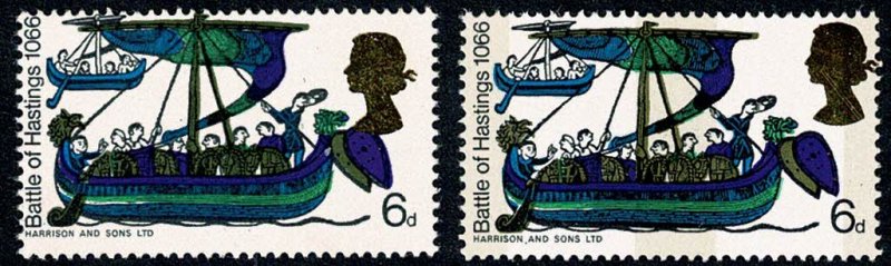 1966 Hastings 6d (ord). DOWNWARD SHIFT OF GOLD.