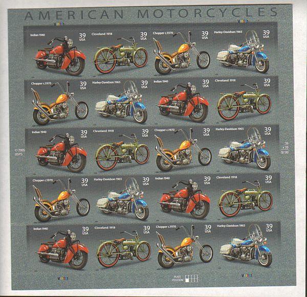 US #4085-88 Mint Sheet Motorcycles 