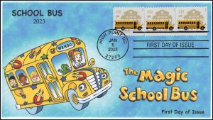 23-003, 2023, School Bus, First Day Cover, Standard 4 Bar Cancel, High Point NC,