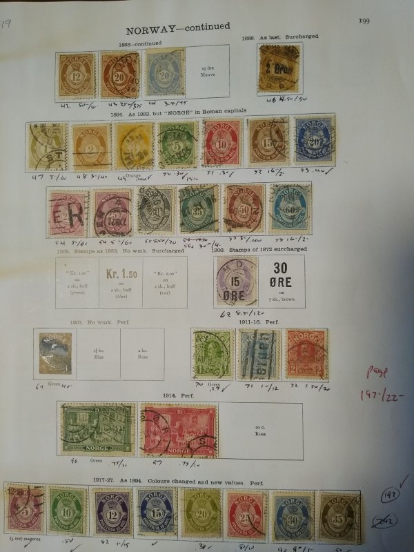 collection on pages Norway 1883-1927 CV $197