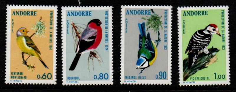 Andorra (Fr) Sc 228-31 1973-4 Birds stamp set mint NH