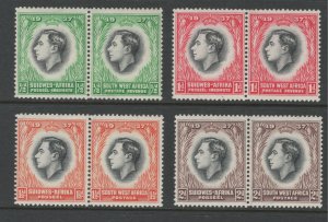 South West Africa 1937 King George VI Coronation Scott # 125 - 128 MNH