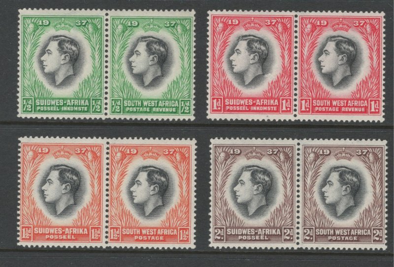 South West Africa 1937 King George VI Coronation Scott # 125 - 128 MNH