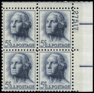 US #1213b WASHINGTON MNH UR PLATE BLOCK #27517