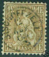 Switzerland Scott 50a 1864 Wove Paper 1fr CV $425