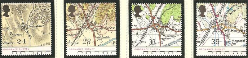 Great Britain 1991 Scott # 1392-5 Ordnancce Survey Maps MNH