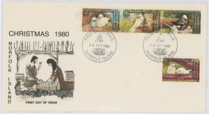 Norfolk Island 273-276 1980 Christmas. Birds. U/A FDC.