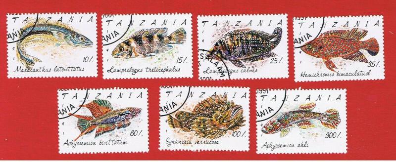 Tanzania 816--822 VF used  Fish  Free S/H