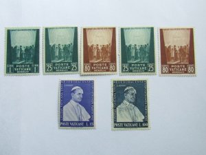 Vatican City, Scott 75,81,99,383,385 Set of 7 Stamps 1945-1964,Mix-Condition,