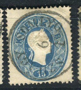 AUSTRIA; 1860-1 classic F. Joseph issue fine used Shade of 15k. value, Postmark