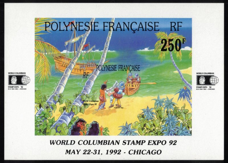 FRENCH POLYNESIA 1992 World Columbian Expo S/S; Scott 593, Yvert Bl20; MNH