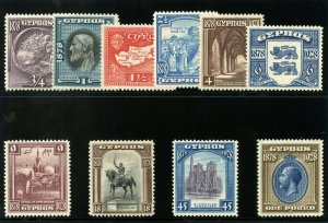 Cyprus 1928 KGV set complete MLH. SG 123-132. Sc 114-123.