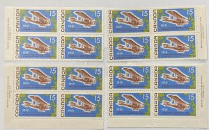 CANADA 1969 #494 Alcock-Brown Flight Set of 4 Plate Blocks (Pl. #1)-MNH CV 50$+