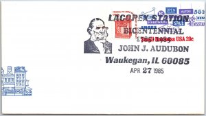 US SPECIAL EVENT COVER JOHN J. AUDUBON AT LACOPEX WAUKEGAN ILLINOIS TYPE A