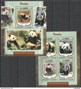 2016 Sierra Leone Animals Fauna Pandas Kb+Bl ** Stamps St289