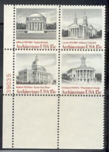 US Stamp #1779-82 MNH - Architecture - SeTenant PlateBlock/4