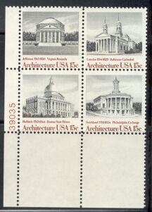 US Stamp #1779-82 MNH - Architecture - SeTenant PlateBlock/4