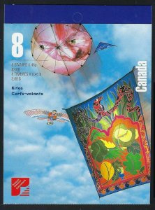 Canada BK221a: 46c Kites Booklet with pane of 8, GLUED with TI, Scott 1811 