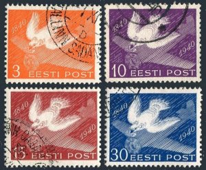 Estonia 150-153,used.Mi 160-163. 1st postage stamp, 100, 1940. Pigeon & plane.