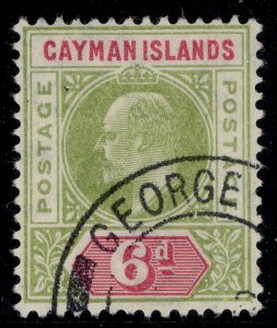 CAYMAN ISLANDS EDVII SG14, 6d olive & rose, FINE USED. Cat £75.