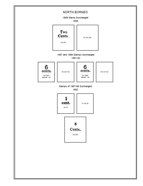 PRINTED BRITISH NORTH BORNEO 1883-1963 STAMP ALBUM PAGES (32 pages)