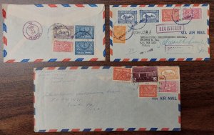 SAUDI ARABIA, 3 covers to U.S., 2 registered, all with nice frankings, VF