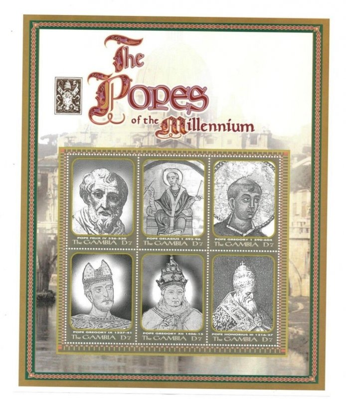 Gambia 2006 - The Popes Of The Millennium - Sheet of Six Stamps - MNH