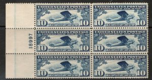 USA #C10 Very Fine Never Hinged Plate Block Of Six