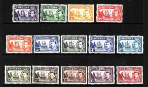 St. Helena-Sc#118-27-Unused hinged KGVI definitive set-Ships-1938-40-