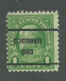 1923 USA Cincinnati. Ohio  Precancel on Scott Catalog Number 552