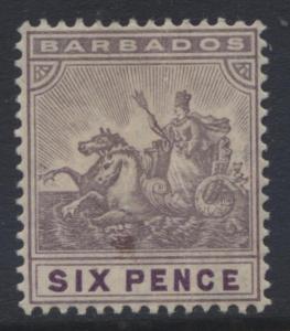 Barbados - Scott 98 -Badge of Colony -1910 - MVLH -WMK 3 - Single  6p  Stamp