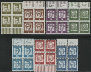 Germany Bund Scott # 824 - 829 + 832, mint nh, b/4, cpl set ordinary paper