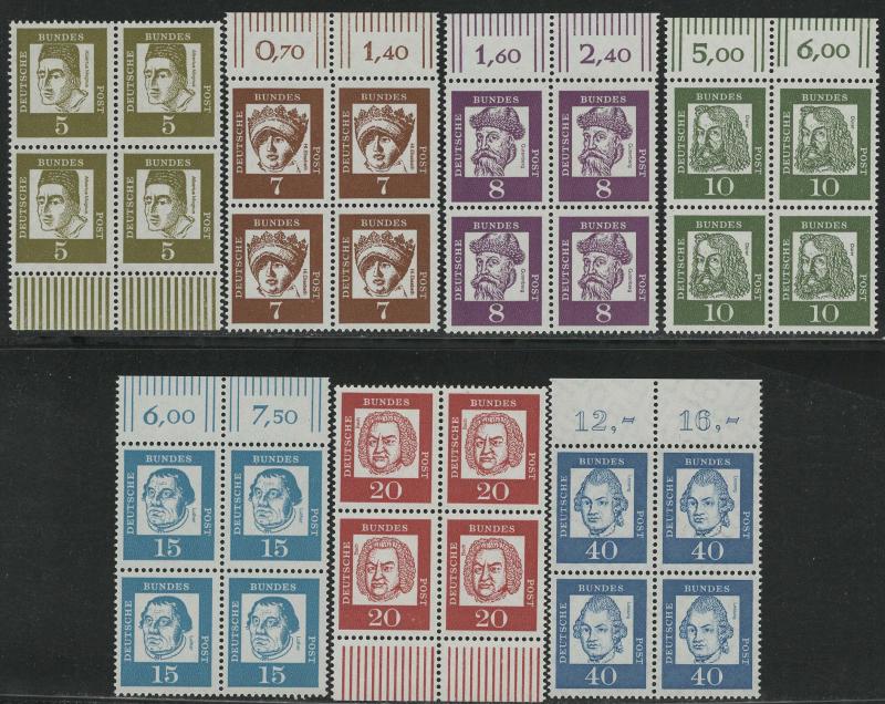 Germany Bund Scott # 824 - 829 + 832, mint nh, b/4, cpl set ordinary paper