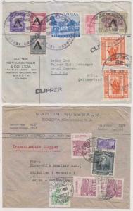 COLOMBIA 1947-51 TWO TRANSATLANTIC CLIPPER AIR COVERS TO BERN & ST. GALLEN F,VF 