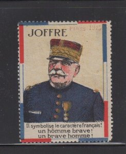 French Propaganda Stamp- WW1 Joffre - AQ Brave Man!