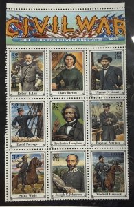 US 1995 32c Civil War block of 9- middle part of top #2975 MNH MINT