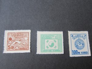 Korea 1951 Sc 122a,144a,125a MH