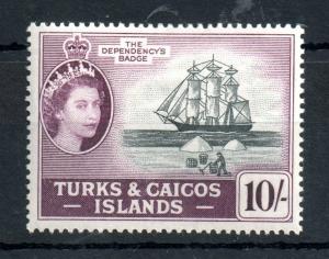 Turks & Caicos 1957 10/- mint MH SG#250 WS13124