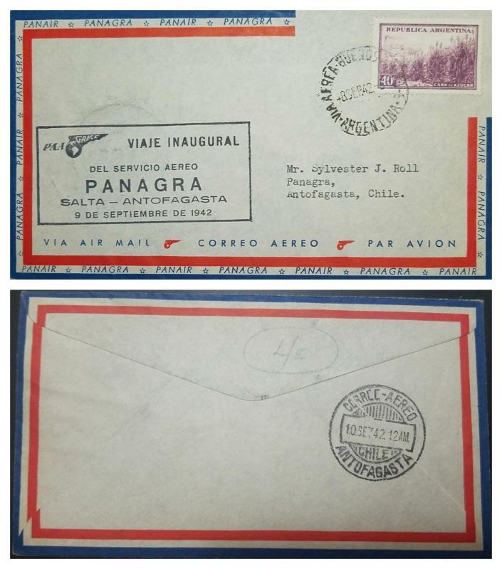 RO) 1942 ARGENTINA, MAIDEN VOYAGE-VIAJE INAUGURAL PANAGRA SALTA ANTOFAG