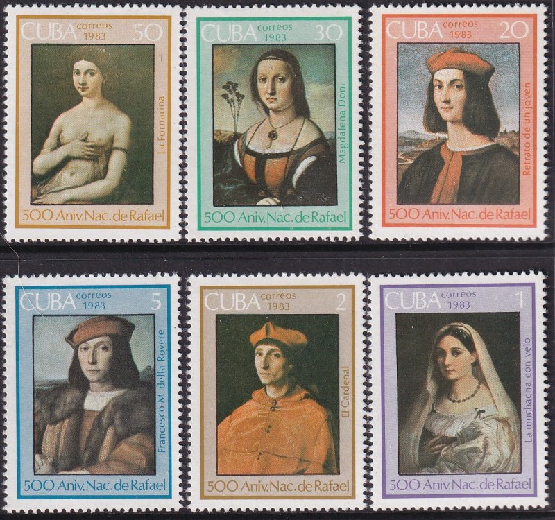 Sc# 2607 / 2612 Cuba 1983 Paintings Raphael 500th complete set MNH CV: $4.35