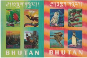 Sc# 104Cf / 104Gi Bhutan 3D Birds 1973 S/S Souvenir CV $75.00