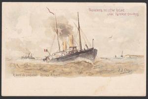 BELGIUM 1907 5c Ostende-Dover ship postcard 'Price Albert' used............54979