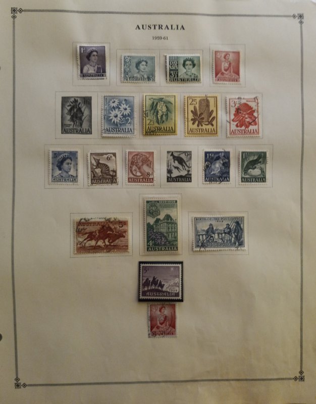 Australia 1959-1961 Included QEII HINGED 2Pgs MINT & USED (26) TOTAL STAMPS F-VF