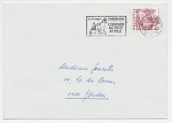 Cover / Postmark Switzerland 1982 Horse - Trotting course