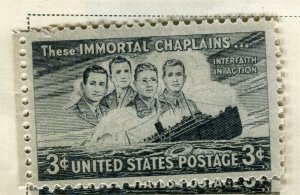 USA; 1947-48 early Commemorative Series Mint hinged 3c. value, Chaplains