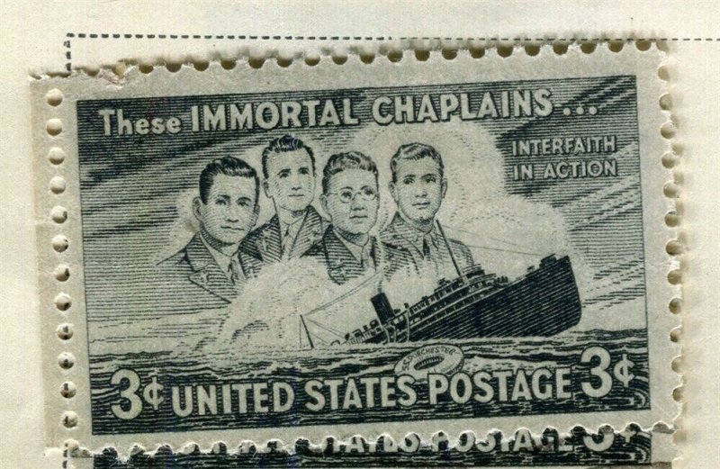 USA; 1947-48 early Commemorative Series Mint hinged 3c. value, Chaplains