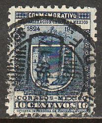 MEXICO 734, 10cents CHIAPAS STATEHOOD, WMK SECRETARIA & LINES  USED. F-VF. (982)