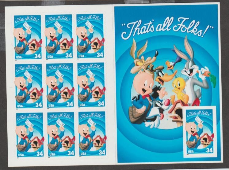 U.S. Scott #3534 Porky Pig - Looney Tunes Stamps - Mint NH Sheet