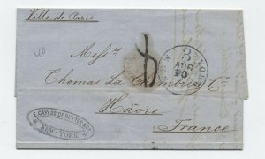 1866 New York to Havre transatlantic stampless 2nd voyage French line [H.509]